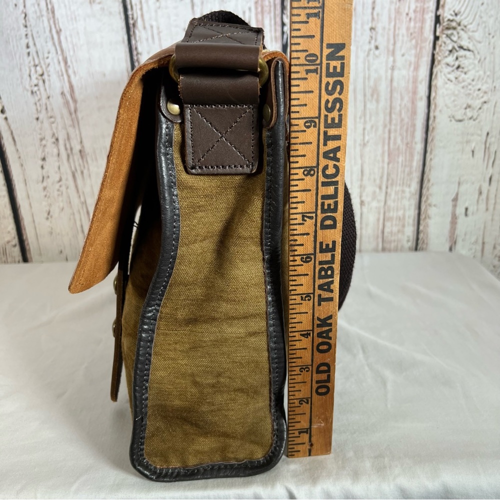 TSD Brand Birch Canvas Leather Distressed Messenger Briefcase Bag Satchel - Picture 13 of 15
